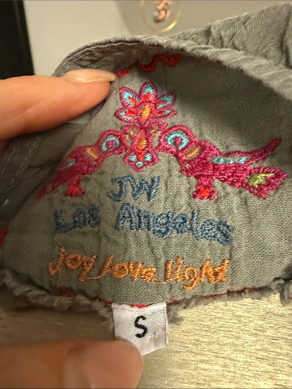 Johnny Was Grey Embroidered Midi Dress with Pink Floral Motif - Picture 7 of 8